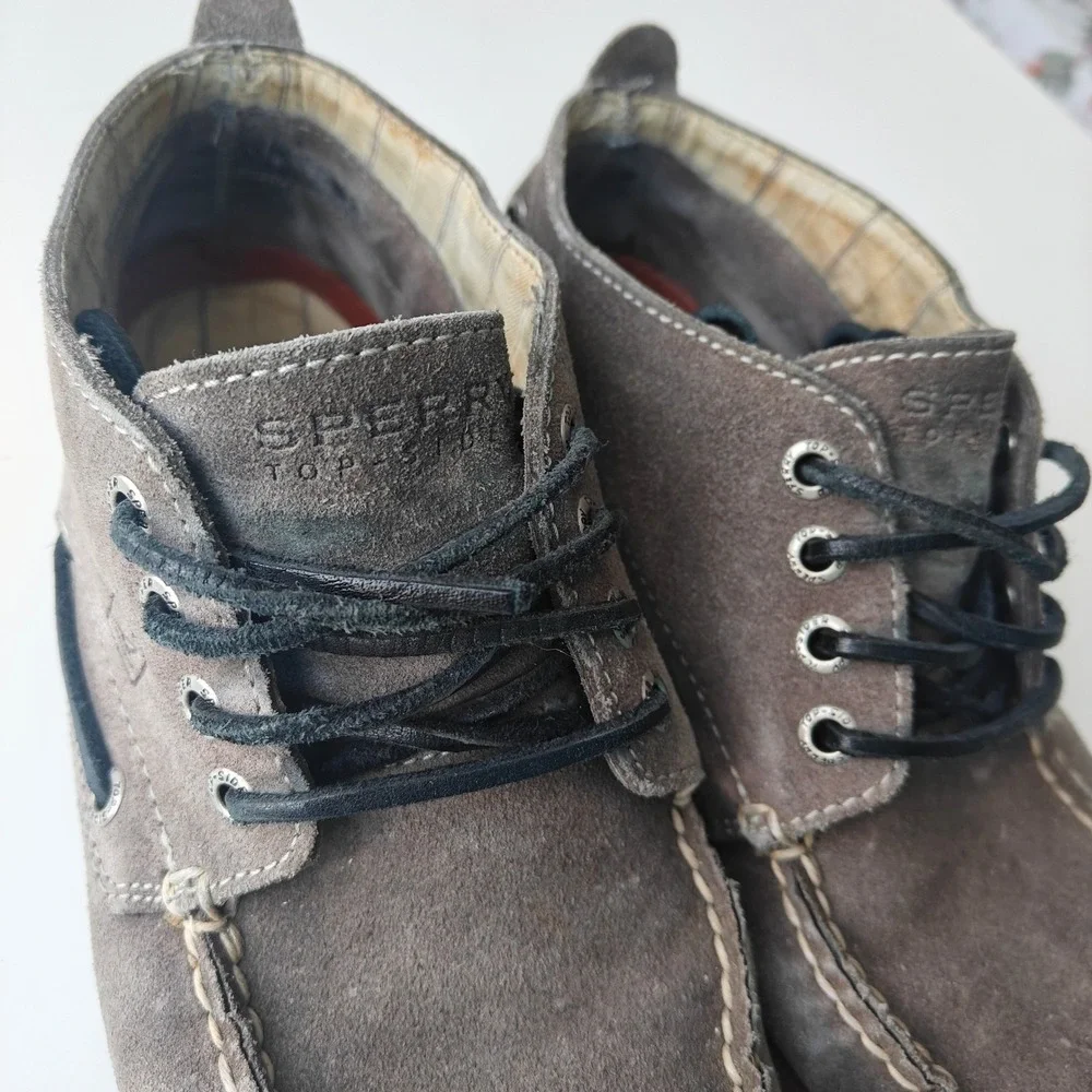 Sperry Top-Sider Mens 8M Bahama Chukka Grey Suede Leather Boat Shoe Boots
